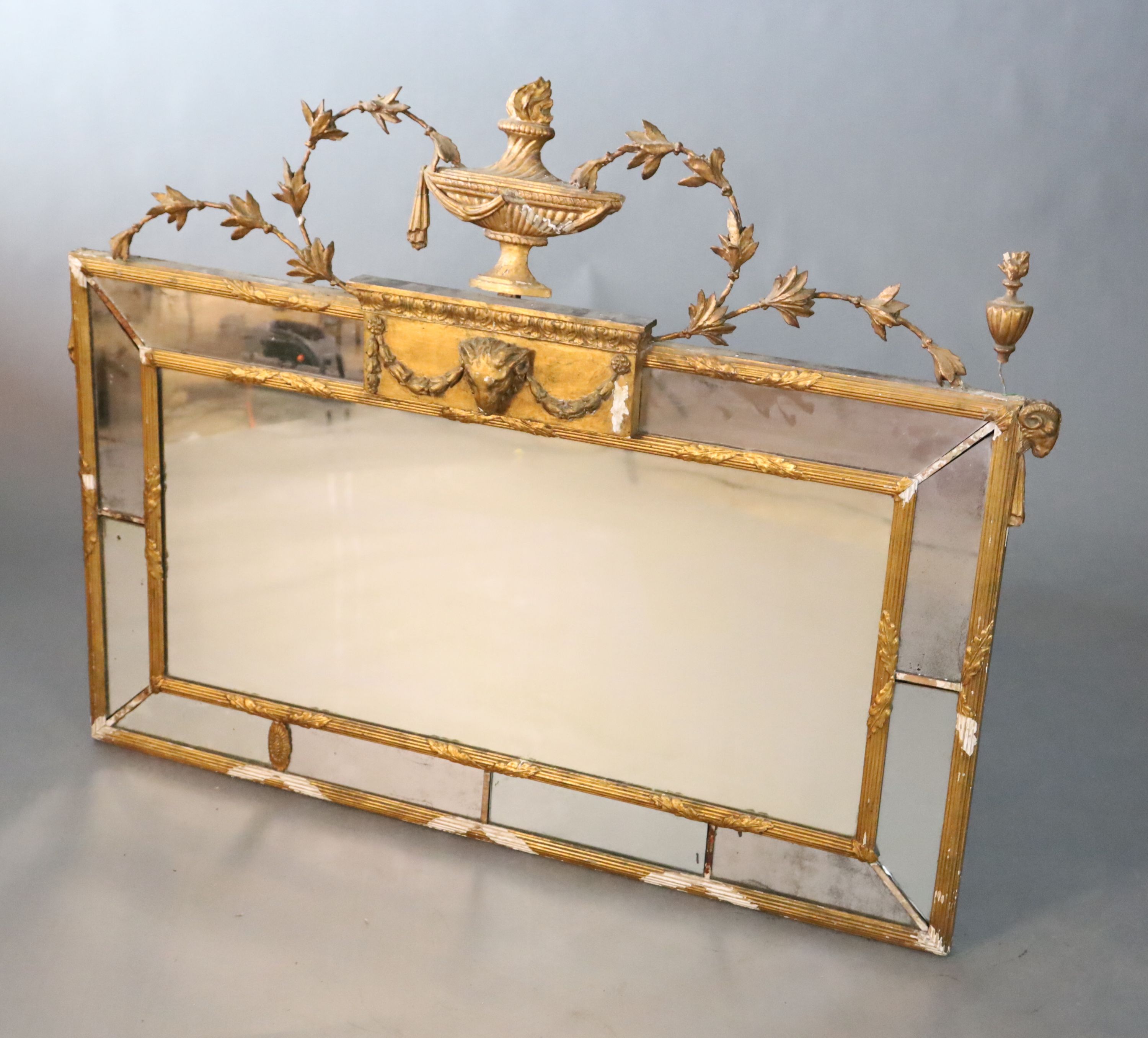 An early 20th century gilt gesso overmantel, W.137cm H.107cm